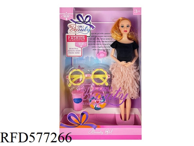 11.5 INCH 9-JOINT LEISURE SUIT FASHION BARBIE PLASTIC ACCESSORIES WITH GLASSES