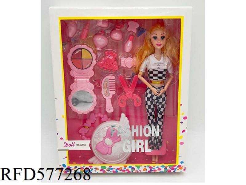 11.5-INCH 9-JOINT LEISURE SUIT FASHION BARBIE WITH BIG LOVE PERICARDIAL BAG COSMETIC PLASTIC ACCESSO