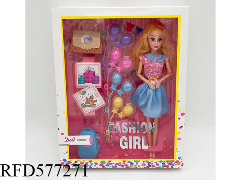 11.5-INCH 9-JOINT LEISURE SUIT FASHION BARBIE WITH BALLOON PET BAG BLISTER ACCESSORIES