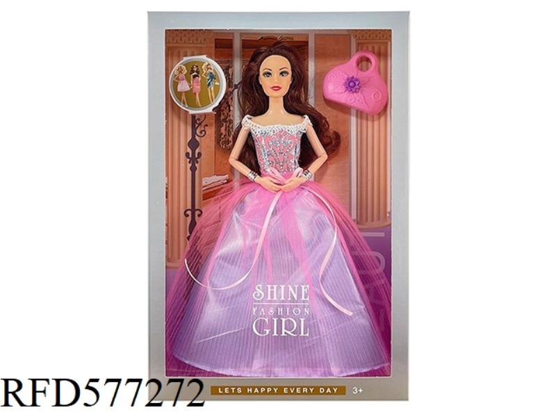 11.5-INCH 9-JOINT DRESS BIG DRESS FASHION BARBIE WITH HANDBAG