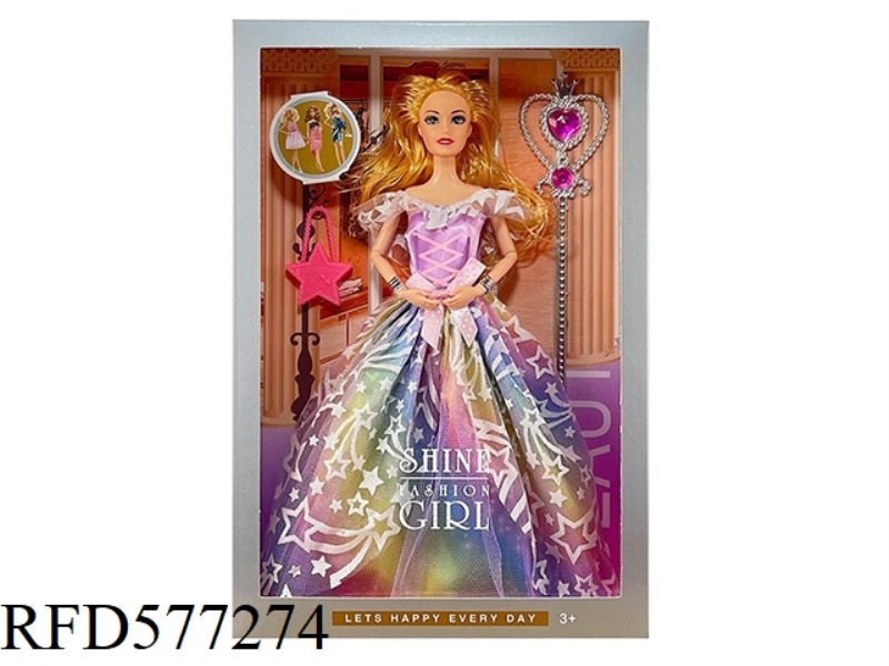 11.5-INCH 9-JOINT DRESS DRESS FASHION BARBIE WITH MAGIC WAND AND FIVE-POINTED STAR BAG