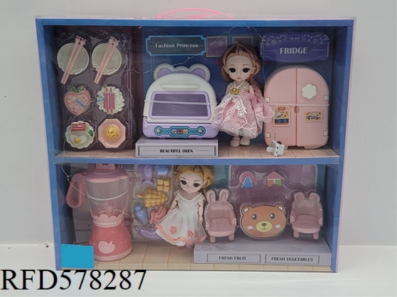 2 SETS OF 16 CM DOLL SMALL APPLIANCE DINING TABLE SET