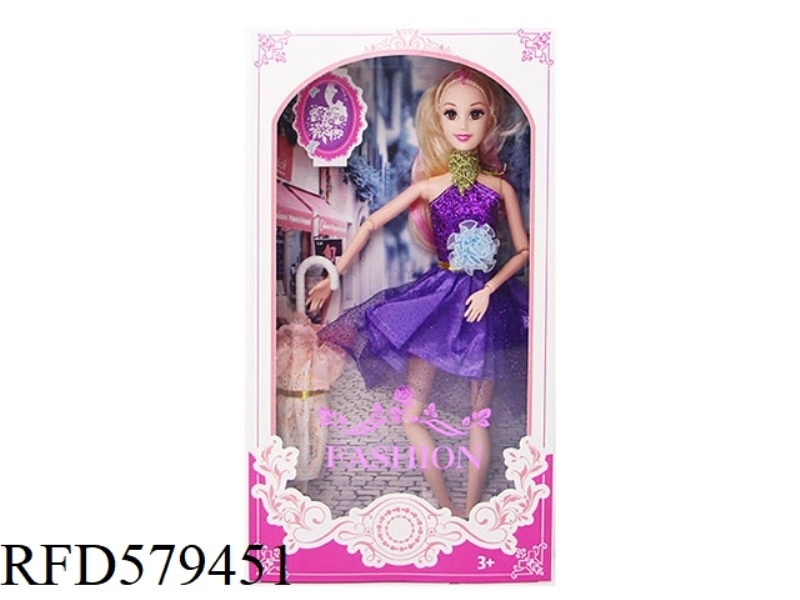NEW 11.5-INCH 11-JOINT BARBIE WITH UMBRELLA GIFT BOX