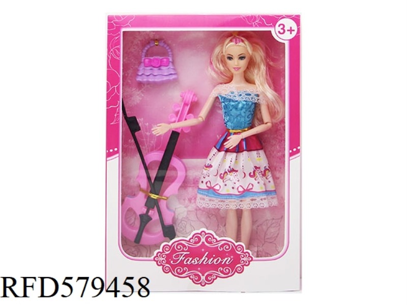 NEW 11.5-INCH 11-JOINT BARBIE WITH BIG GUITAR GIFT BOX