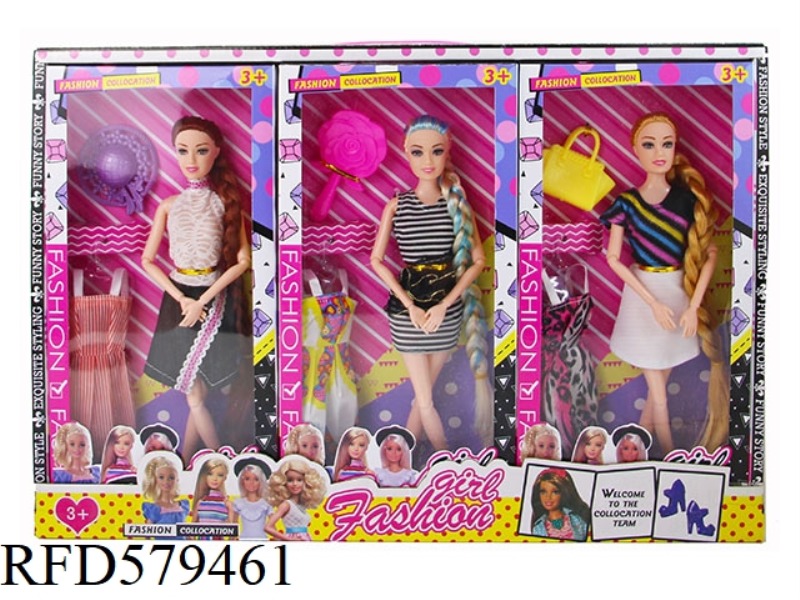 NEW 11-JOINT SOLID 11.5-INCH LONG HAIR DRESSING PRINCESS 6PCS