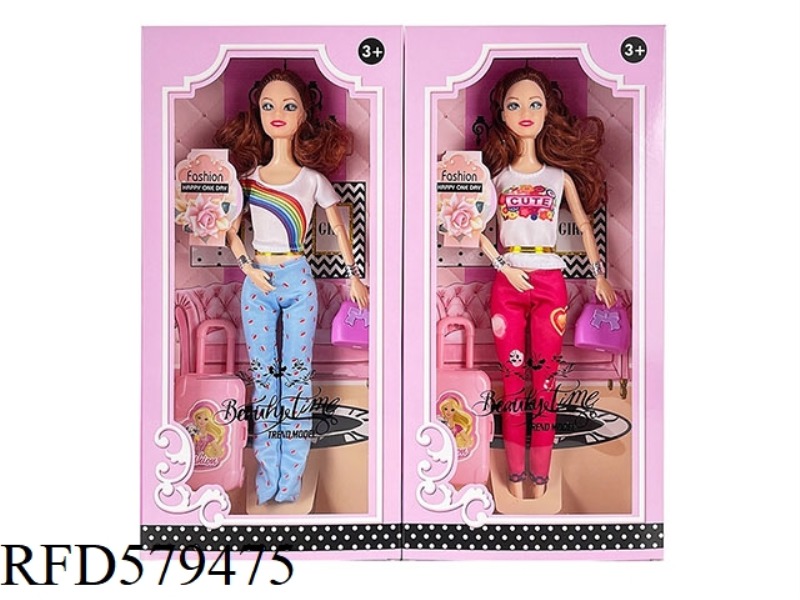NEW 11.5-INCH 9-JOINT FASHION BARBIE WITH HANDBAG. WITH SUITCASE.