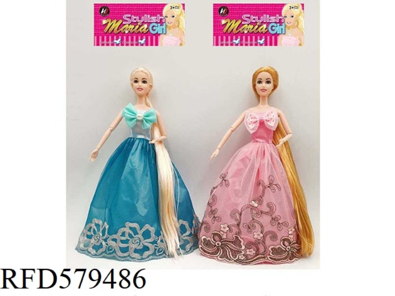 NEW HIGH-END 11.5-INCH REAL LONG HAIR PRINCESS DRESS BARBIE 2 RANDOM MIXED.