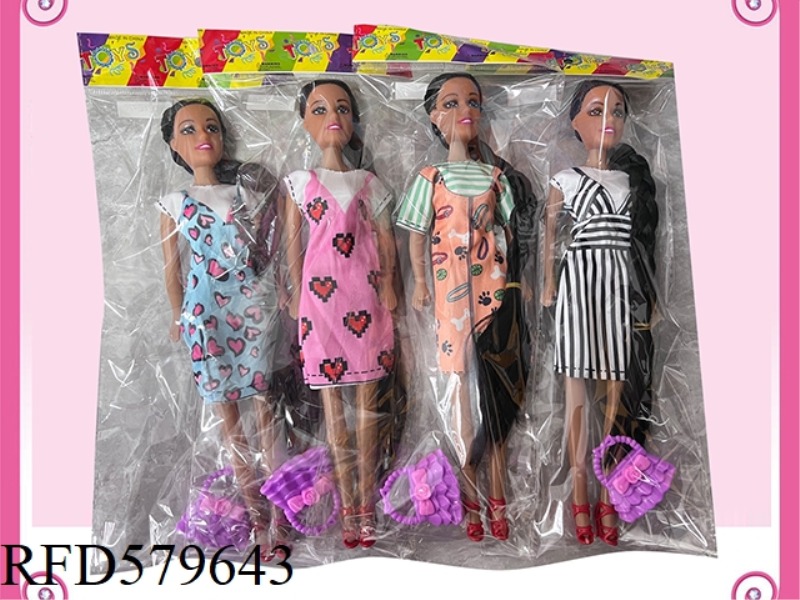 11 INCH NAKED, BLACK SKIN, LONG BRAIDS BARBIE BAG