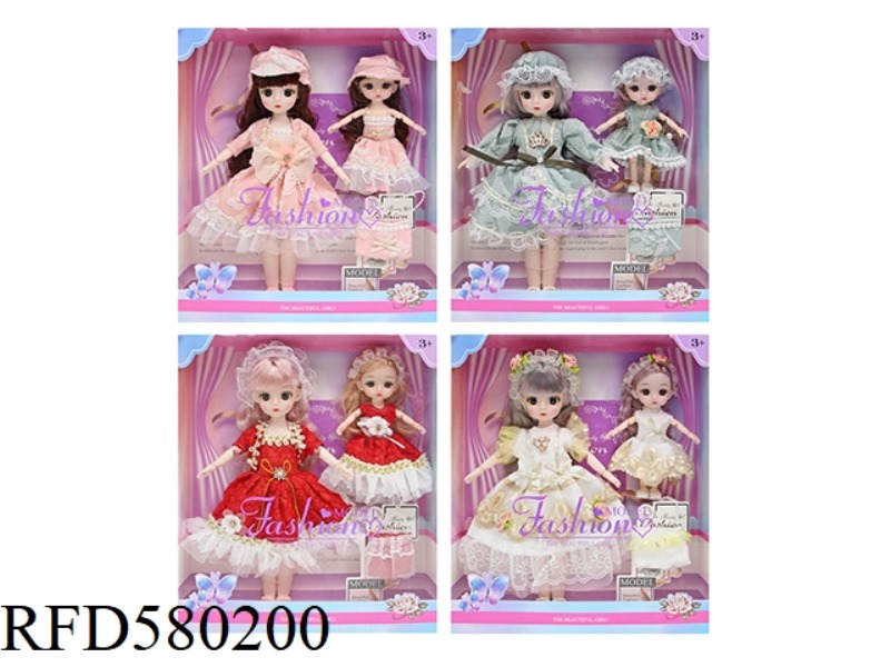 12 INCH 30CM 21 JOINTS REAL 3D TRUE EYE PARENT-CHILD LOLITA DOLL+HEADDRESS+BAG