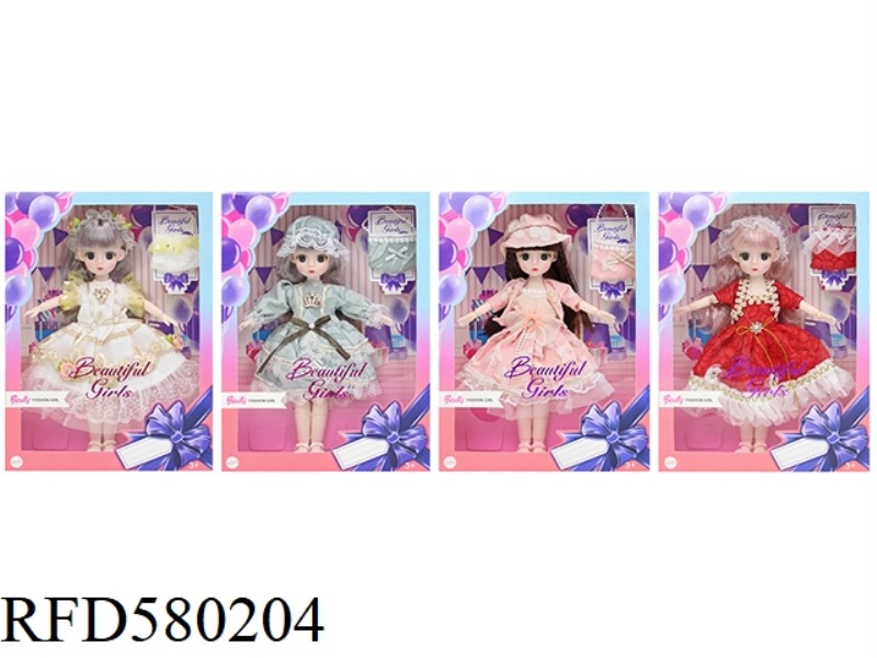 12 INCH 30CM 21 JOINTS 3D REAL EYE LOLITA DOLL+HEADDRESS+BAG