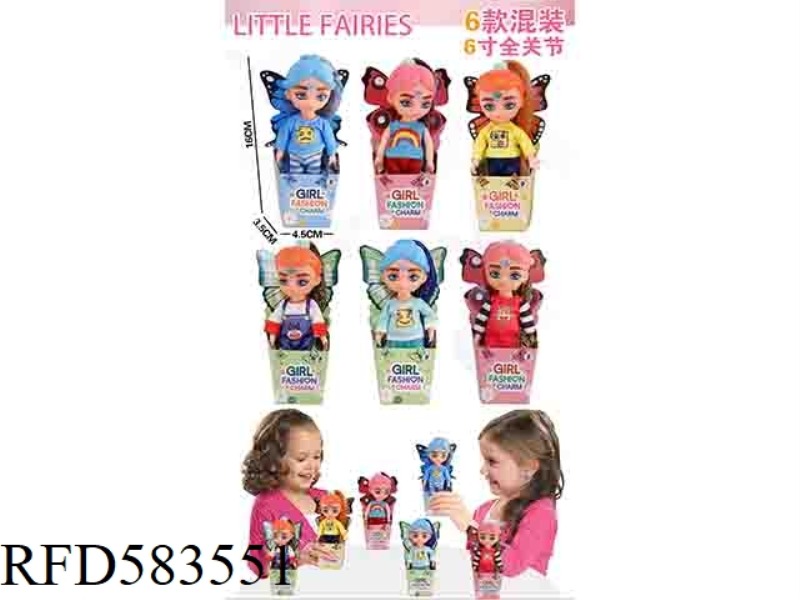 6-INCH 12-JOINT DOLL WITH THICK EYEBROWS (6 MIXED, SINGLE)