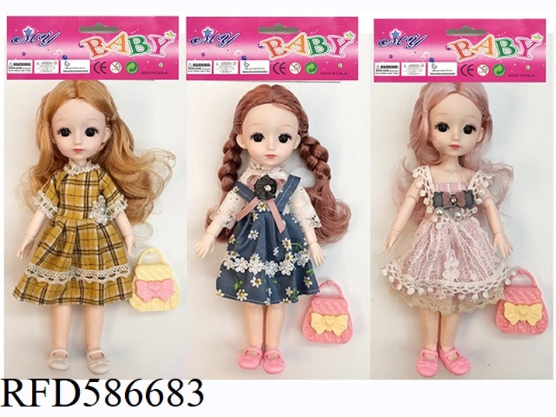 9.5-INCH REAL BODY WITH 13 JOINTS 3D REAL EYE BABY BARBIE WITH HANDBAG (3 MIXED)
