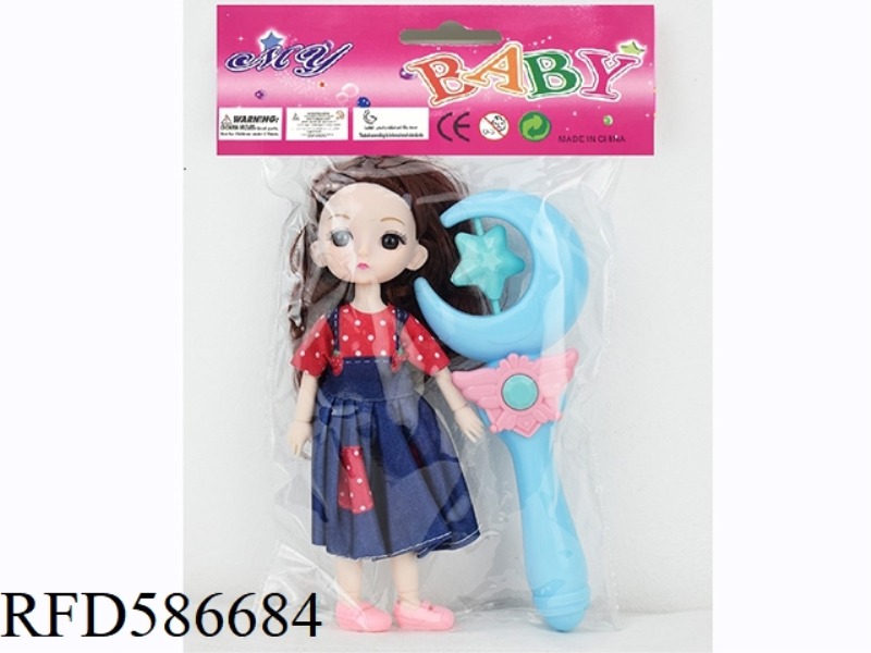9.5-INCH REAL BODY WITH 13 JOINTS 3D REAL EYE FAT BOY BARBIE WITH MOON CANE