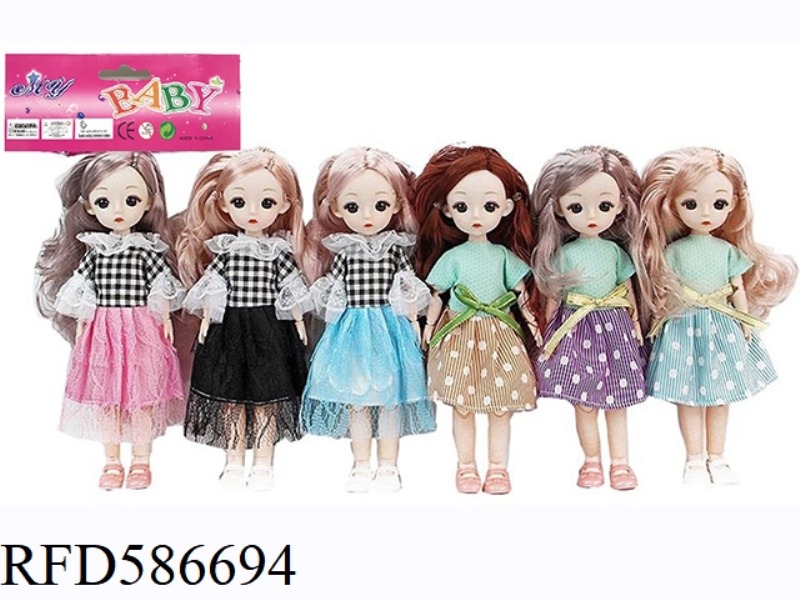 9.5-INCH REAL BODY WITH 15 JOINTS, 3D REAL EYES, LITTLE LOLITA, FAT BARBIE (SIX-COLOR MIXED TO PACK)
