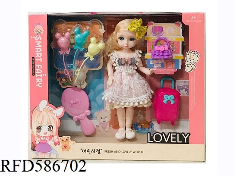 9.5-INCH REAL BODY WITH 15 JOINTS 3D REAL EYES, LITTLE LOLI, FAT BOY BARBIE WITH HANDBAG+HAND MIRROR