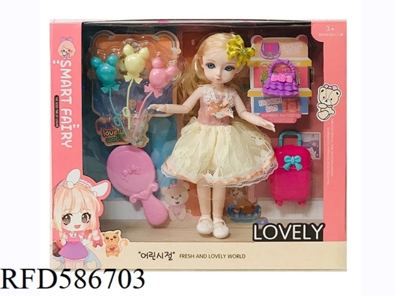 9.5-INCH REAL BODY WITH 15 JOINTS 3D REAL EYES, LITTLE LOLI, FAT BOY BARBIE WITH HANDBAG+HAND MIRROR
