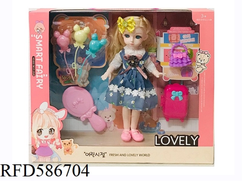 9.5-INCH REAL BODY WITH 15 JOINTS 3D REAL EYES, LITTLE LOLI, FAT BOY BARBIE WITH HANDBAG+HAND MIRROR