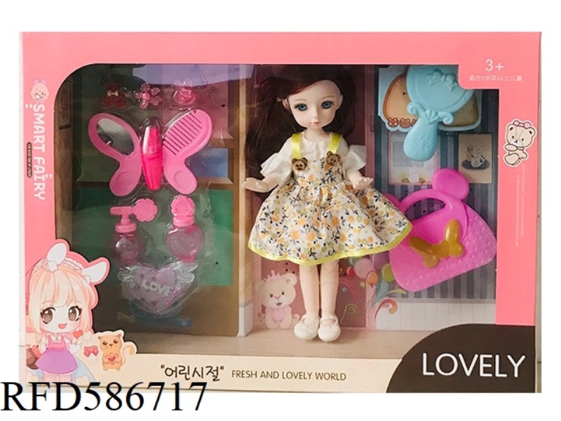 9.5-INCH REAL BODY WITH 15 JOINTS 3D REAL EYES, LITTLE LOLI, FAT BOY BARBIE WITH HAND MIRROR+HANDBAG
