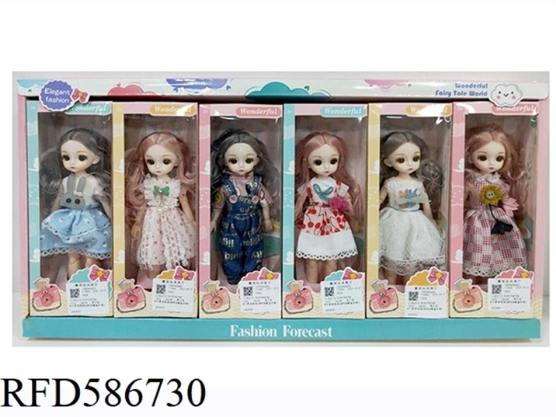 9.5-INCH REAL BODY WITH 15 JOINTS, 3D REAL EYES, LITTLE LOLI, FAT BARBIE (SIX COLORS MIXED TO 6PCS)