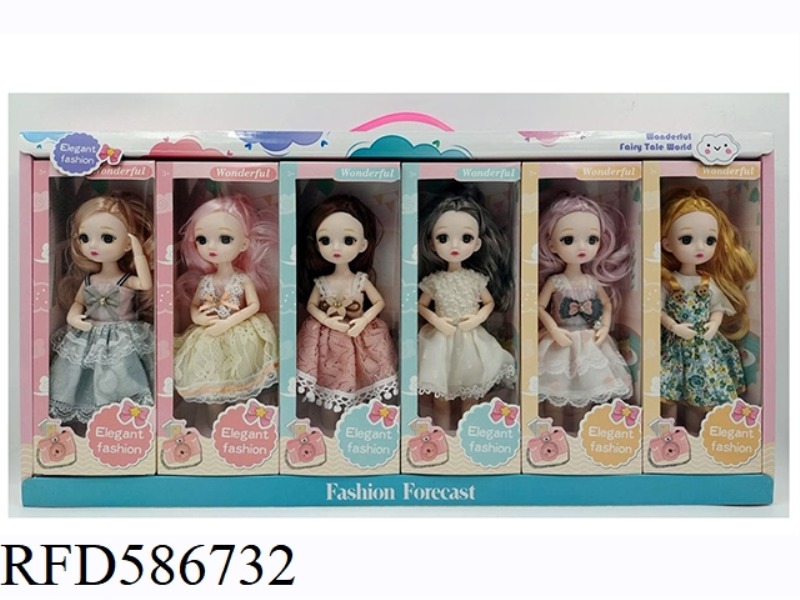 9.5-INCH REAL BODY WITH 15 JOINTS, 3D REAL EYES, LITTLE LOLI, FAT BARBIE (SIX COLORS MIXED TO 6PCS)