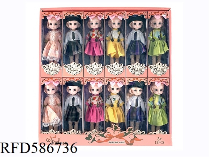9.5-INCH REAL BODY WITH 15 JOINTS, 3D REAL EYES, LITTLE LOLITA, FAT BARBIE (SIX COLORS MIXED IN 12PC