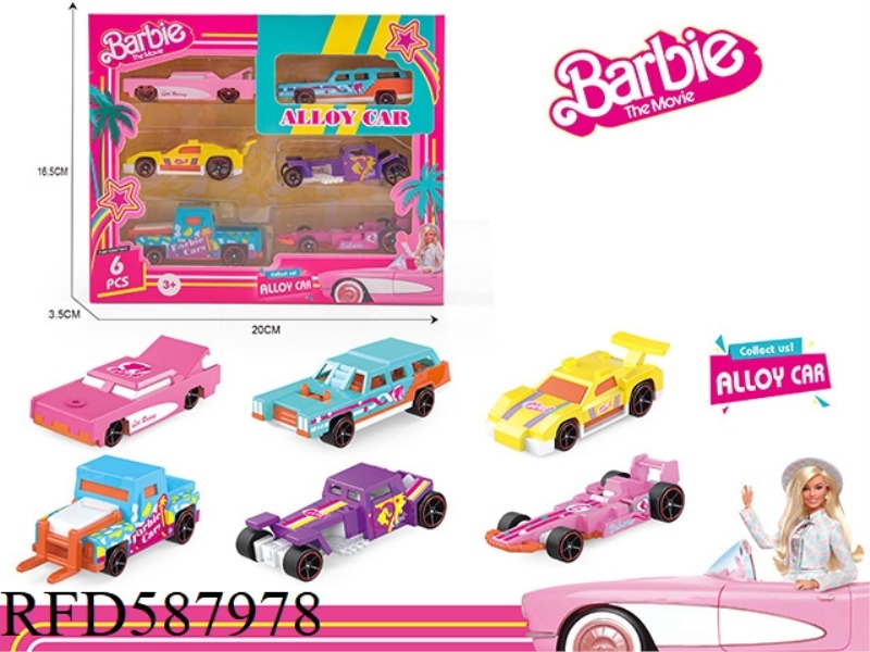 BARBIE 1:64 ALLOY CAR (SIX PACK)