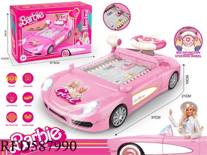 BARBIE ELECTRIC STEERING WHEEL RACING GAME MACHINE 20 LEVELS (LIGHTING+MUSIC)