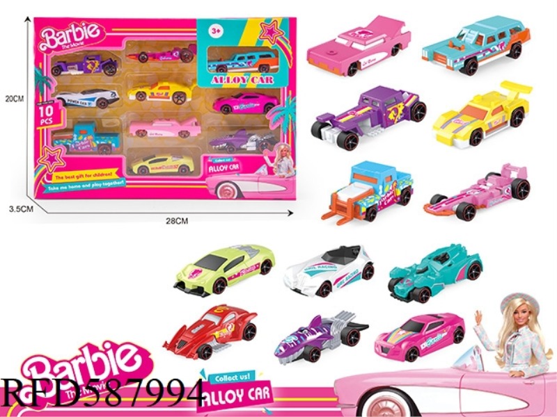 BARBIE 1:64 ALLOY CAR (10 PACK)