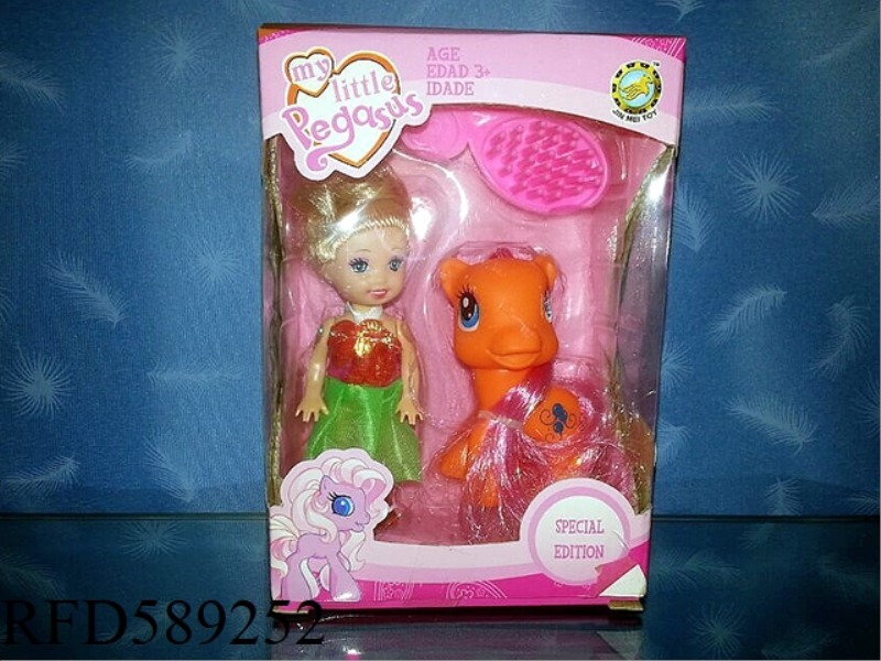 CARTOON HORSE+BARBIE
