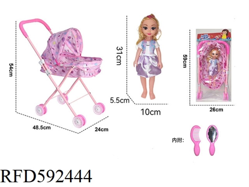 IRON TROLLEY WITH DOLL + ACCESSORIES