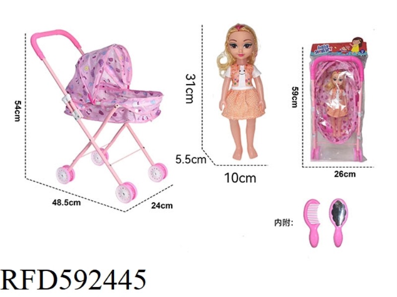 IRON TROLLEY WITH DOLL + ACCESSORIES