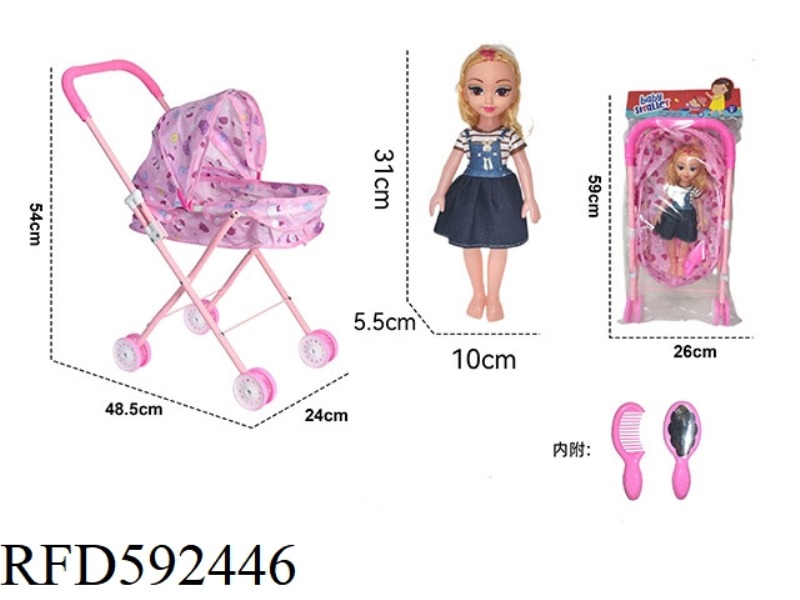 IRON TROLLEY WITH DOLL + ACCESSORIES
