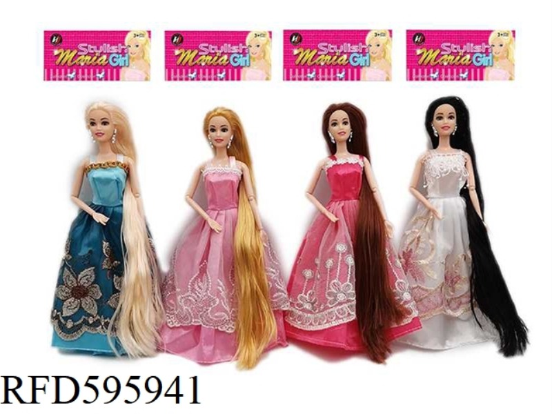 11.5 INCH REAL LONG HAIR JOINT PRINCESS DRESS BARBIE FOUR RANDOM MIXED.