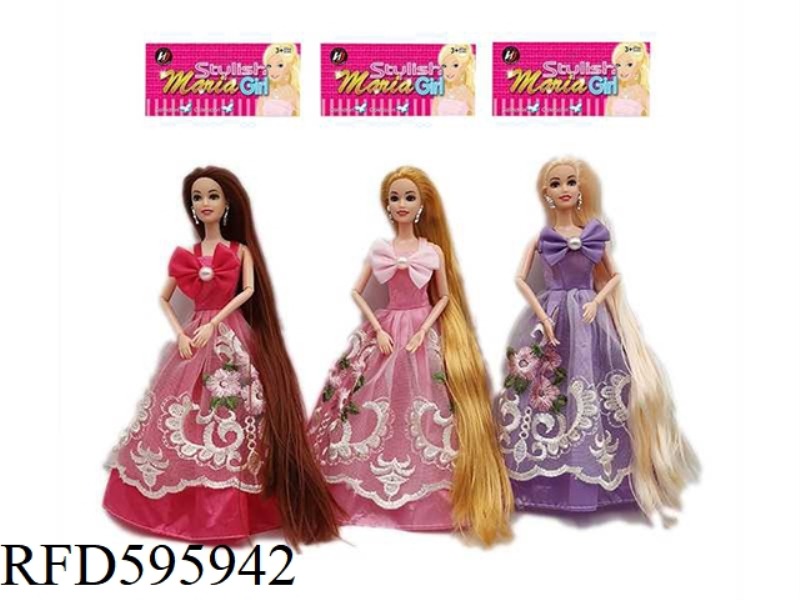 11.5-INCH REAL LONG-HAIRED ARTICULATED PRINCESS DRESS BARBIE THREE RANDOM MIXED.