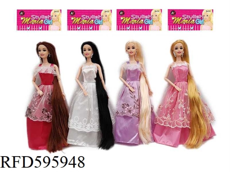 11.5 INCH REAL LONG HAIR JOINT PRINCESS DRESS BARBIE FOUR RANDOM MIXED.
