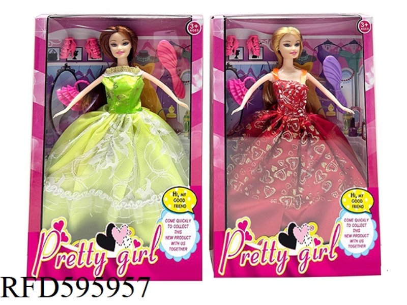 LIVE-ACTION MOVIE VERSION OF 11.5-INCH HIGH-END EVENING DRESS WITH SHOES, HANDBAGS AND COMBS MIXED.