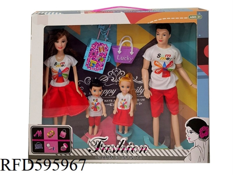 11.5 INCH REAL HANDS A FAMILY OF FOUR BARBIE REAL 9 JOINT MEN WITH BAGS.