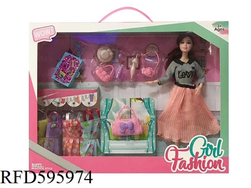 11.5 INCH REAL 9-JOINT FASHION BARBIE WITH BLISTER BAG SUITCASE CLOTHES