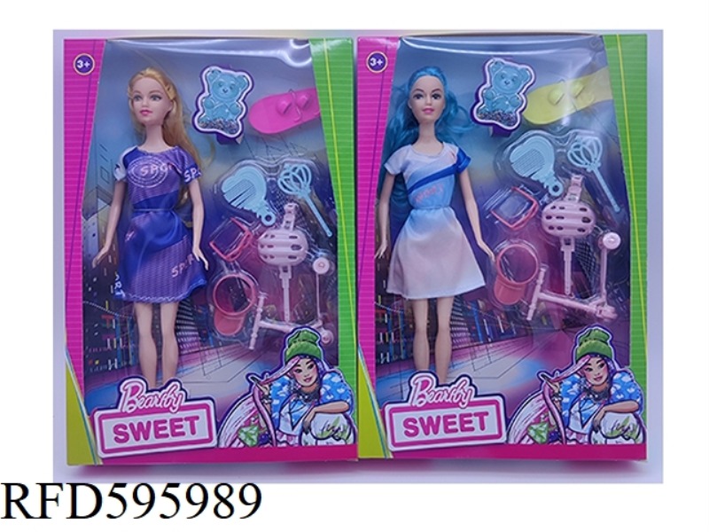 11.5 INCH FASHION DRESS BARBIE WITH SCOOTER HELMET BLISTER 2 MIXED.