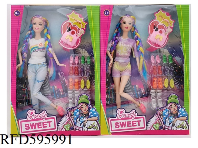 11.5 INCH REAL 11 JOINTS FASHION BARBIE BAG SHOES BLISTER 2 MIXED.