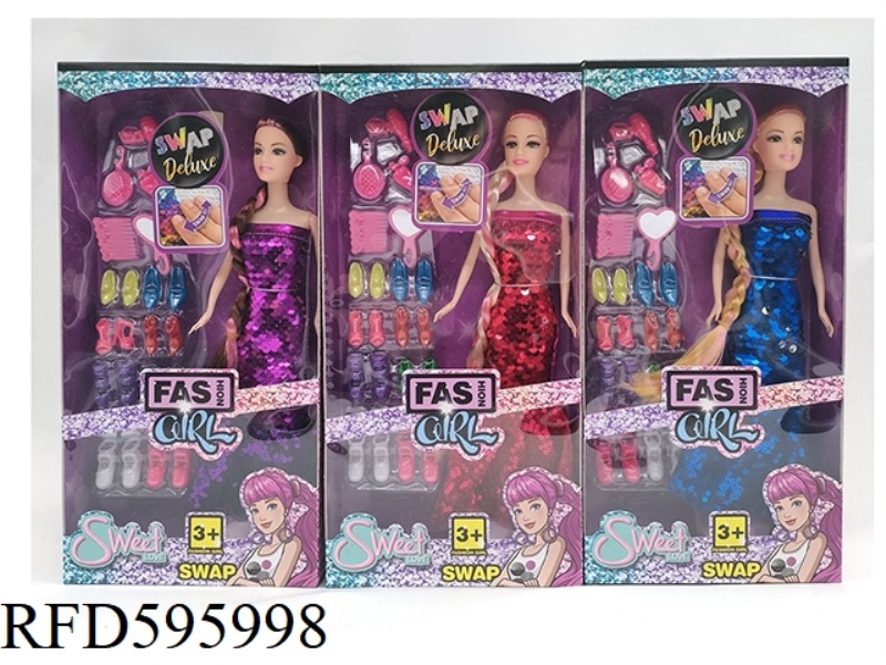 11.5 INCH REAL HAND FASHION DRESS BARBIE SHOES BLISTER 3 MIXED 
