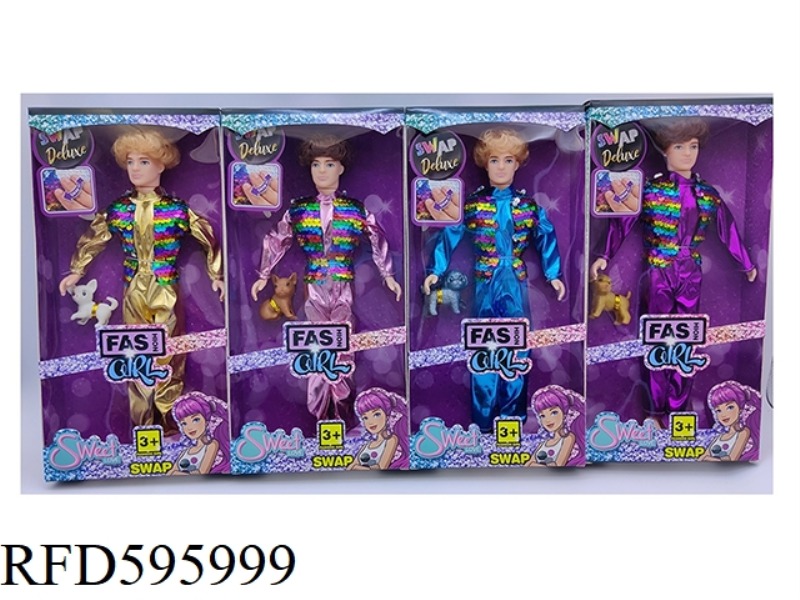 11.5 INCH REAL HAND FASHION MAN BARBIE WITH PUPPY 4 MIXED 