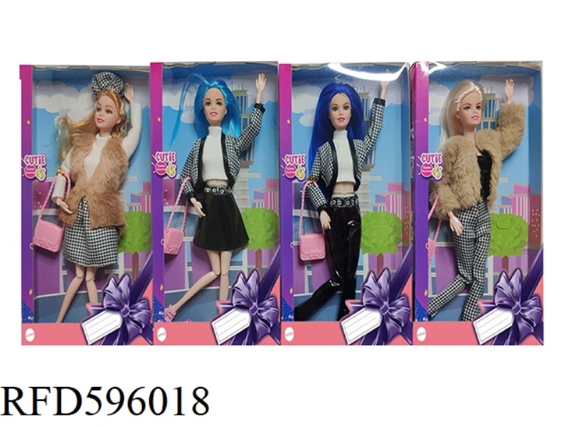 11.5 INCH REAL 12-JOINT PLUSH COAT FASHION BARBIE BAG 4 MIXED.