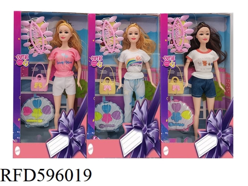 11.5 INCH REAL HAND FASHION BARBIE WITH COSMETIC CASE BAG ACCESSORIES 3 MIXED.