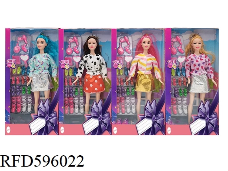 11.5 INCH REAL HAND FASHION SKIRT BARBIE SHOES BLISTER 4 MIXED.