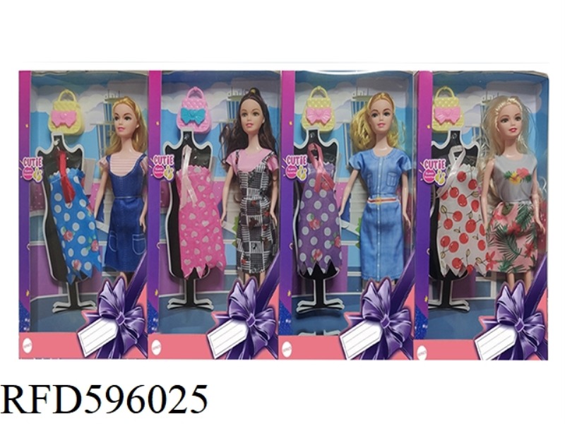 11.5 INCH REAL HAND FASHION DRESS BARBIE BAG PLASTIC CLOTHES 4 MIXED.