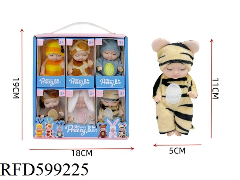 SIX 4-INCH 11CM ENVIRONMENTALLY-FRIENDLY SOLID BODY SLEEP REBORN DOLL ANIMAL SERIES SIMULATE BABY SL