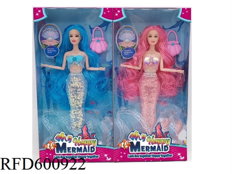 11.5 INCH REAL 9-JOINT MERMAID BARBIE WITH SHELL HANDBAG (2 MIXED)