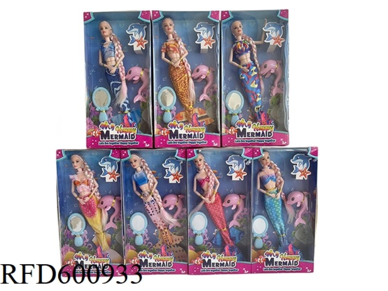 11.5-INCH REAL 9-JOINT MERMAID BARBIE WITH DOLPHIN+MIRROR (7 MIXED)