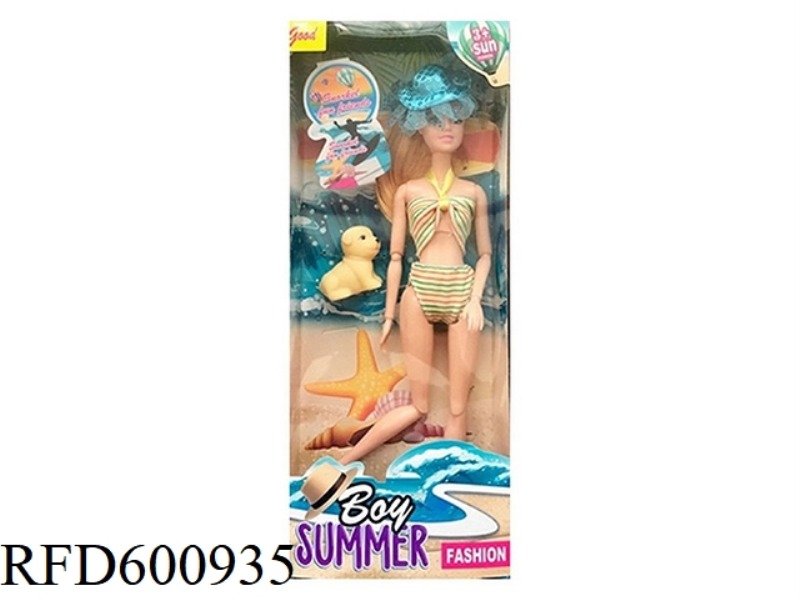 11.5 INCH FULL-SIZE 11-JOINT SWIMSUIT BARBIE WITH PUPPY